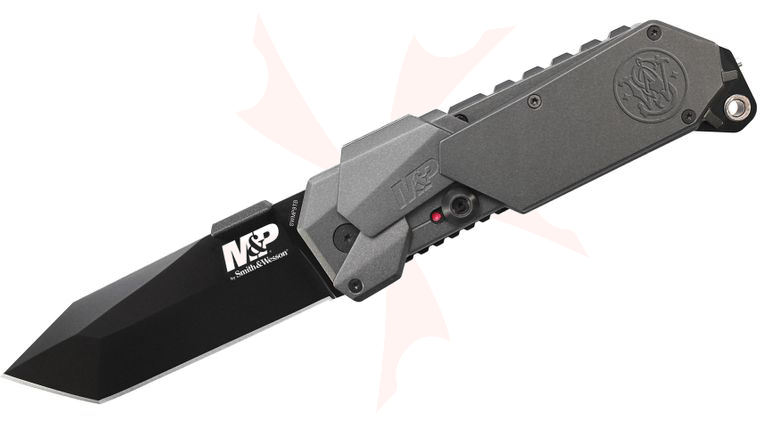 Smith & Wesson SWMP9BT M&P MAGIC Assisted 3.5 inch Black Plain Tanto Blade, Gray Aluminum Handles
