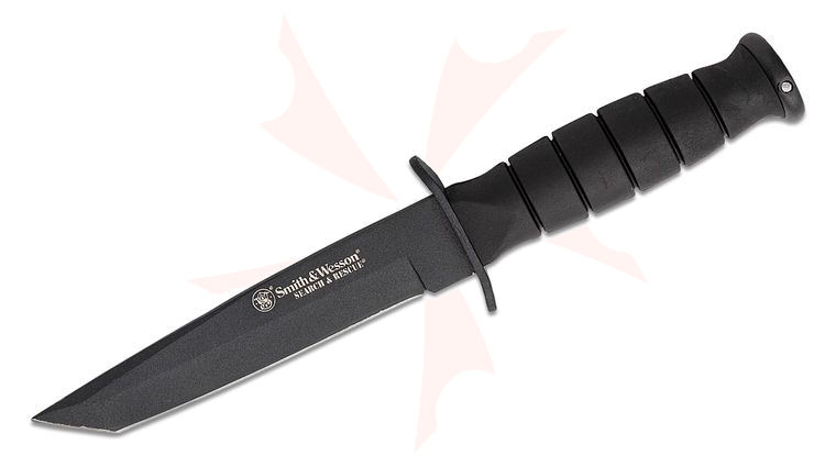 Smith & Wesson CKSURT Search & Rescue Fixed Blade Knife 6 inch Black Tanto Blade, Black Rubberized Handles