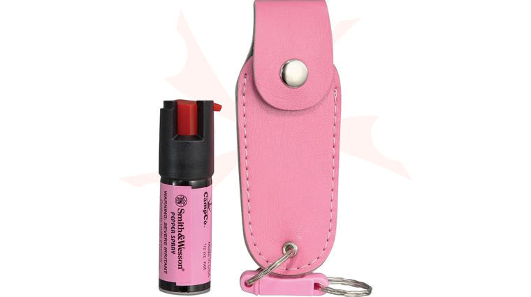 Smith & Wesson Keychain Pepper Spray, Pink Leather Holster (0.5 oz.)