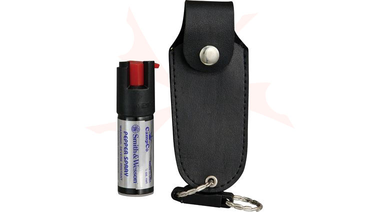 Smith & Wesson Keychain Pepper Spray, Black Leather Holster (0.5 oz.)