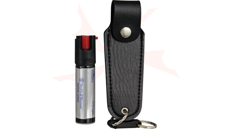 Smith & Wesson Keychain Pepper Spray, Black Leather Holster (0.75 oz.)