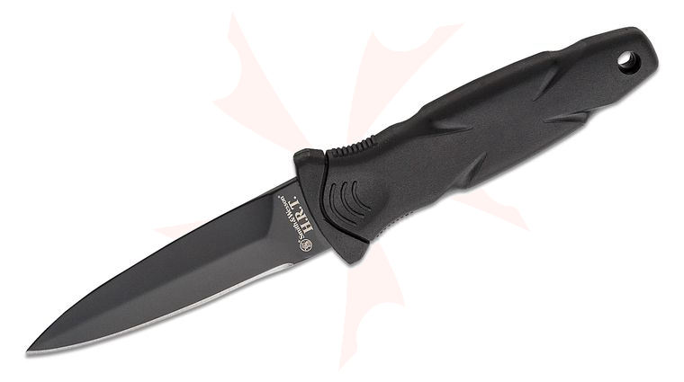 Smith & Wesson Hostage Rescue Team (HRT) Boot/Neck Knife 3.5 inch Black Single-Edge Spear Point Blade, Black TPR Handle, Nylon Sheath