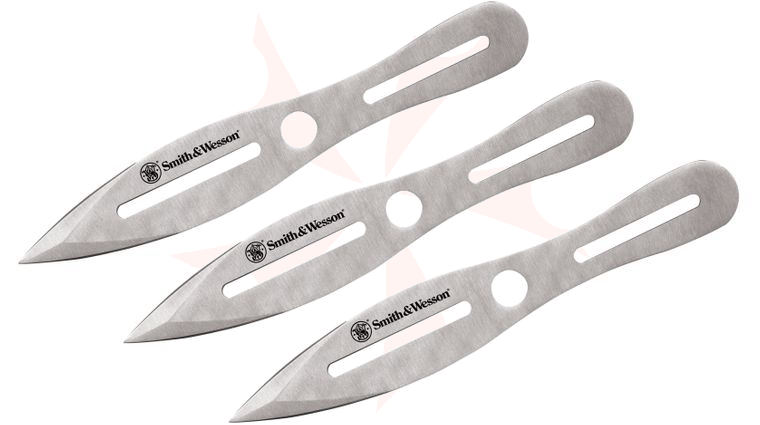Smith & Wesson SWTK10 Three Piece 10 inch Throwing Knife Set, Satin, Black Nylon Sheath