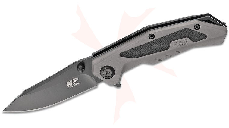 Smith & Wesson M2.0 M&P Flipper Knife 2.76 inch Black Plain Drop Point Blade, Rubberized Aluminum Handles
