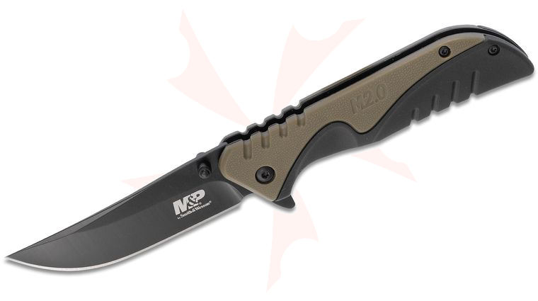 Smith & Wesson M2.0 M&P Flipper Knife 3.27 inch Black Upswept Blade, OD Green Zytel Handles with Overmolded Rubber