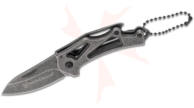 Smith & Wesson Keychain Frame Lock Folder 2.13 inch Dark Stonewashed Drop Point, Dark Stonewashed Skeletonized Stainless Steel Handles