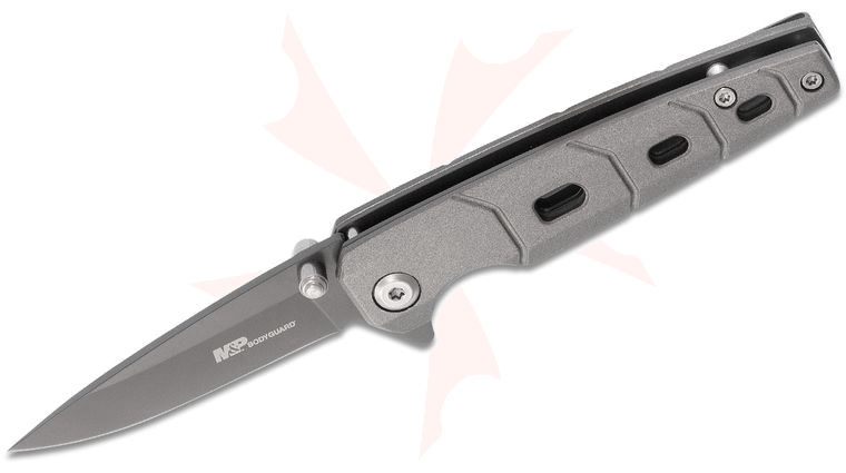 Smith & Wesson M&P Bodyguard Flipper Knife 2.64 inch Ti-Nitrade Drop Point, Rubber Coated Aluminum Handles