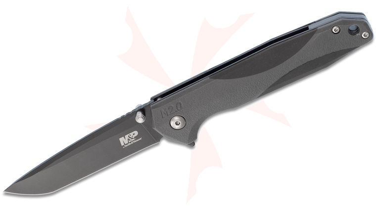 Smith & Wesson M2.0 M&P Folding Knife 3.39 inch Black Oxide Drop Point, Two-Tone Rubber Overmold Handles