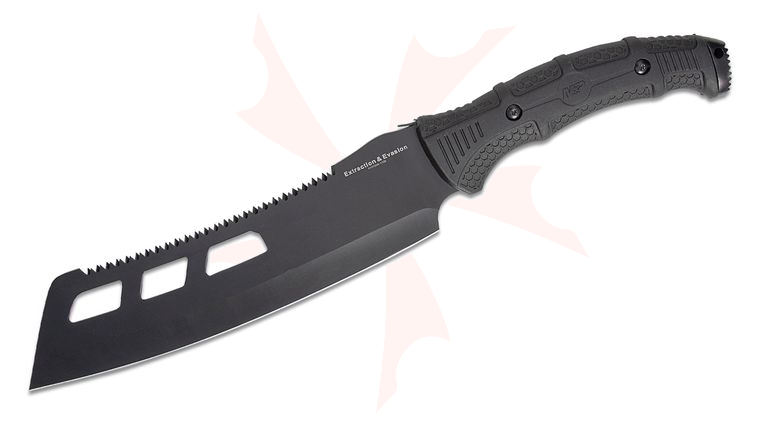 Smith & Wesson M&P Cleaver Machete with Sawback, 16.54 inch Overall, Overmolded Rubber Handles, Hard Synthetic Sheath