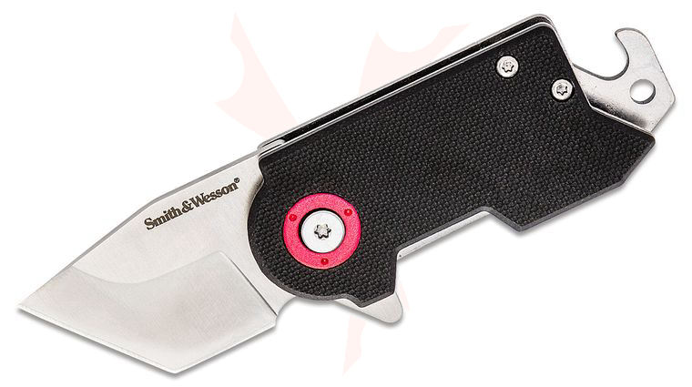 Smith & Wesson Benji Money Clip Flipper Knife 1.5 inch Tanto Plain Blade, Black G10 and Steel Handles