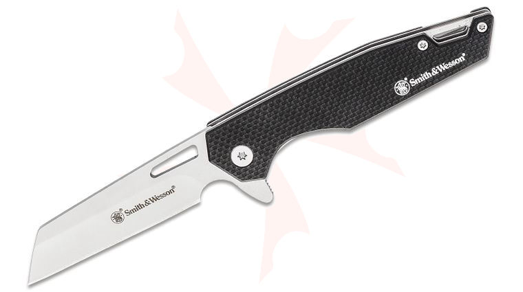 Smith & Wesson Sideburn Liner Lock Flipper Knife 3 inch Bead Blasted Plain Blade, Black G10 Handles
