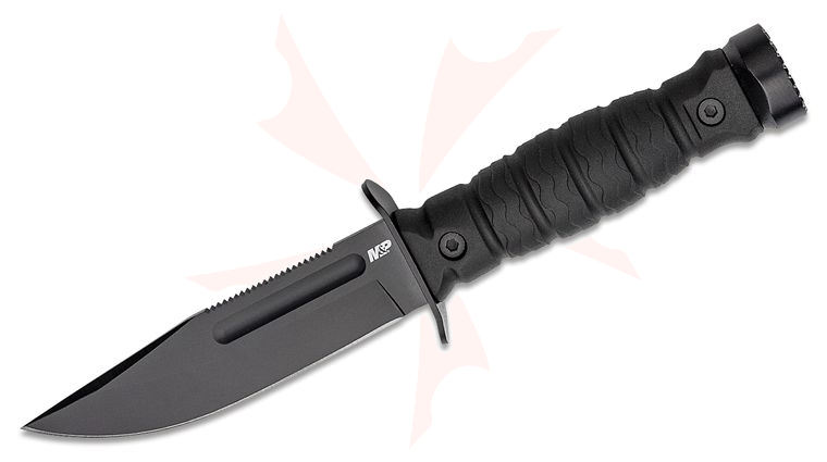 Smith & Wesson M&P Specials Ops Fixed Blade Knife 5 inch Black Bowie Blade, Rubberized Polymer Handles, Hard Synthetic Sheath