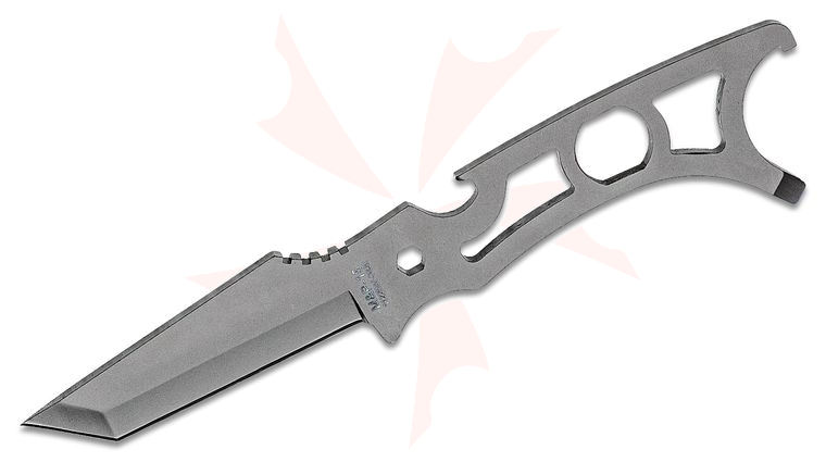 Smith & Wesson M&P-15 Multi-Tool Fixed Blade Knife 3.3 inch Gray Tanto, One-Piece Construction, M-LOK/Keymod Compatible Synthetic Sheath