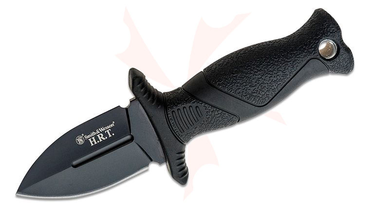 Smith & Wesson HRT Fixed Blade Boot Knife 2 inch Single-Edge Dagger, TPE Rubber Handle, Injected Nylon Sheath