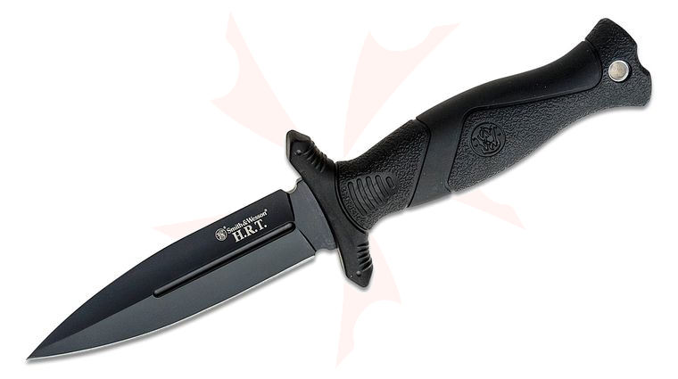 Smith & Wesson HRT Fixed Blade Boot Knife 4 inch Single Edge Dagger, TPE Rubber Handle, Injected Nylon Sheath