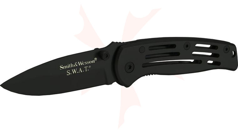 Smith & Wesson Baby Frame Lock Black Finish SWAT Knife Plain Edge