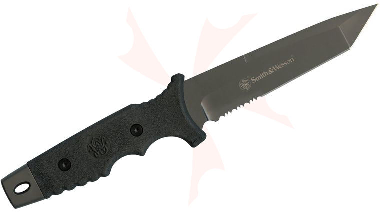 Smith & Wesson Special Ops SW7S Tactical Tanto Fixed 5.2 inch Combo Blade, Black Zytel Handle