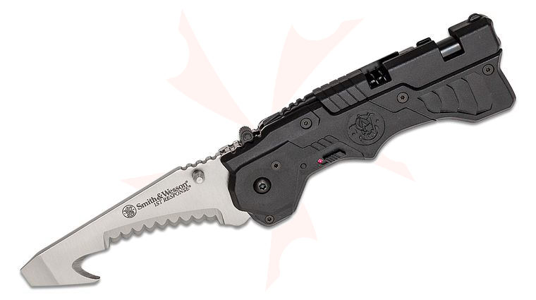 Smith & Wesson First Response 3.5 inch Assisted Satin Serrated Edge, Rescue Hook, Glass Breaker