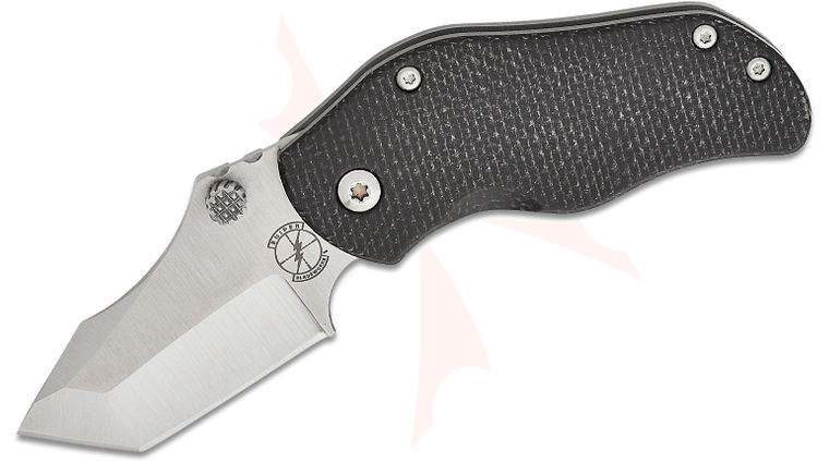 Sniper Bladeworks AP Tanto Folding Knife 2.28 inch S35VN Satin Compound Tanto Blade, Black Burlap Micarta and Titanium Handles