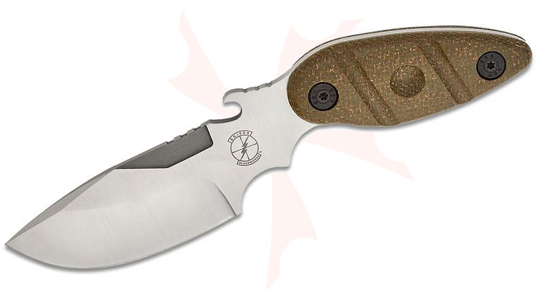 Sniper Bladeworks UC Utility Skinner Fixed Blade Knife 4.3 inch SUJ2 (52100) Satin Drop Point Blade, OD Green Burlap Micarta Handles, Molded Plastic Sheath
