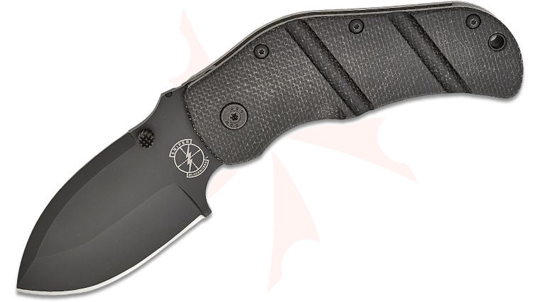 Sniper Bladeworks TOG Folding Knife 3.63 inch D2 Black PVD Spear Point Blade, Black Burlap Micarta and Titanium Handles