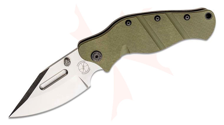 Sniper Bladeworks LPC Folding Knife 3.5 inch S35VN Satin Clip Point Blade, OD Green G10 and Titanium Handles