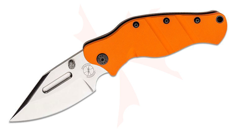 Sniper Bladeworks LPC Folding Knife 3.5 inch S35VN Satin Clip Point Blade, Sniper Orange G10 and Titanium Handles
