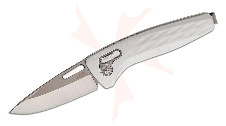 SOG One-Zero XR Folding Knife 3.11 inch S35VN Satin Drop Point Blade, Silver Aluminum Handles - XR Lock