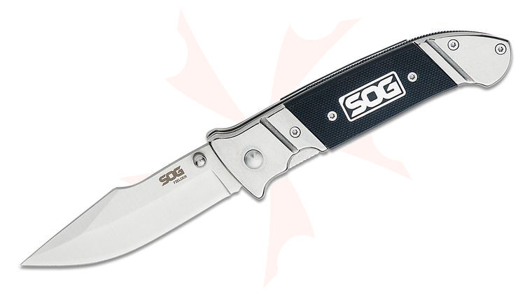 SOG Fielder Folding Knife 3.3 inch Satin Blade, Black G10 Handles
