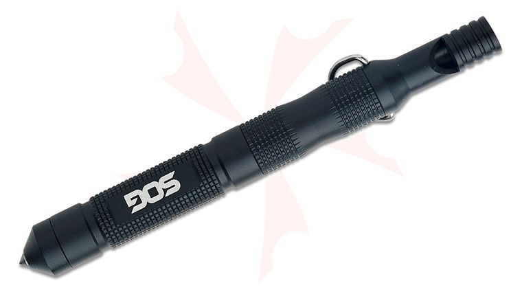 SOG Flint with Safety Whistle, Fire Starter, Tinder Compartment and Carbide Glass Breaker, 4.3 inch Overall