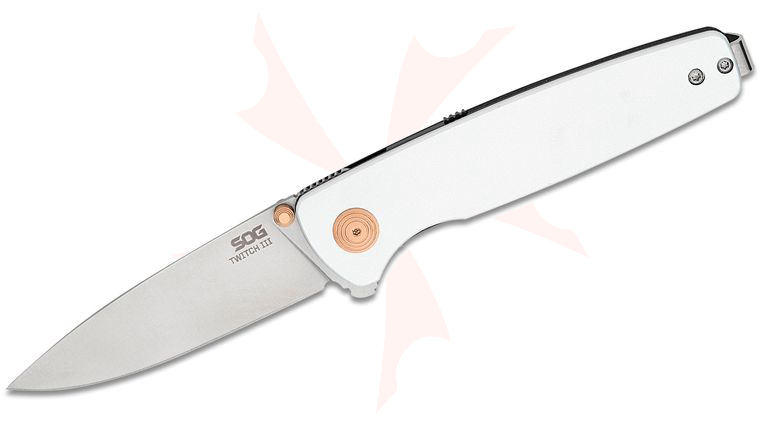 SOG Twitch III Assisted Liner Lock Flipper Knife 3.1 inch 154CM Satin Drop Point Blade, Satin Aluminum Handles