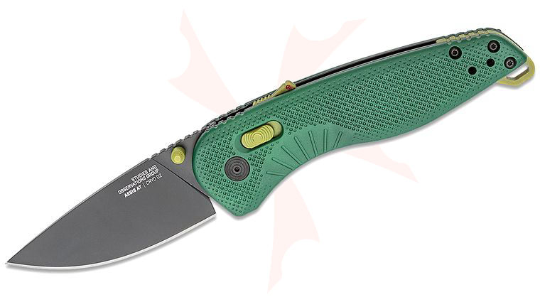 SOG Aegis AT Forest and Moss Assisted Folding Knife 3.13 inch D2 Black Plain Blade, Green GRN Handles