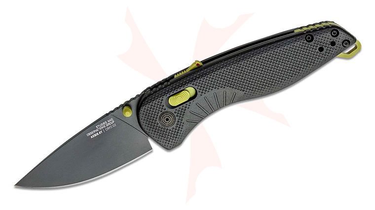 SOG Aegis AT Black and Moss Green Assisted Folding Knife 3.11 inch D2 Black Drop Point Blade, Black GRN Handles