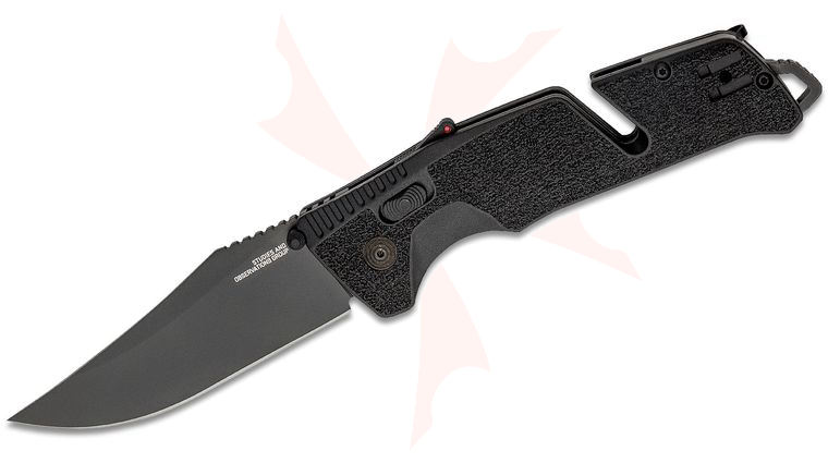 SOG Trident AT Blackout Assisted Folding Knife 3.7 inch D2 Black Plain Blade, Black GRN Handles