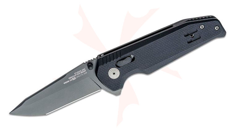 SOG Vision XR LTE Flipper Knife 3.39 inch CTS-XHP Graphite TiNi Tanto Blade, Black G10 Handles - XR Lock