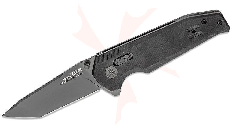 SOG Vision XR Flipper Knife 3.36 inch CTS-XHP Black Tanto Plain Blade, Black G10 Handles - XR Lock