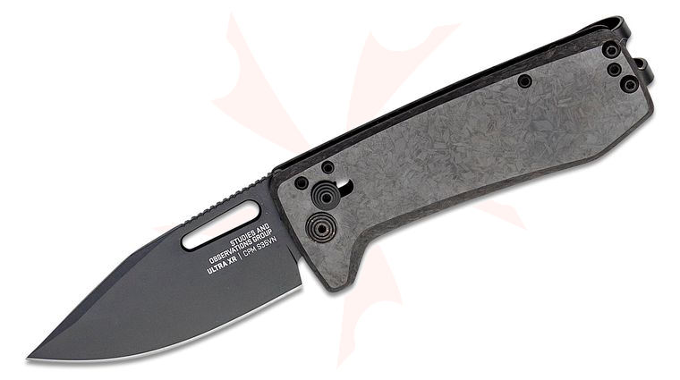 SOG Ultra XR Blackout Folding Knife 2.8 inch S35VN Black TiNi Blade, Carbon Fiber Handles, Titanium Money Clip