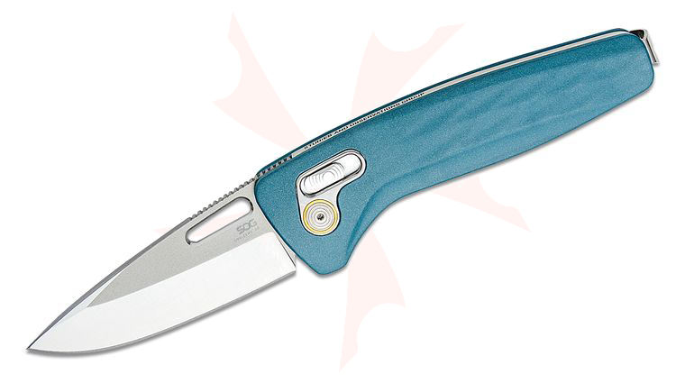 SOG One-Zero XR Folding Knife 3.11 inch S35VN Two-Tone Drop Point Blade, Smoke Gray Aluminum Handles, Polished Chrome Accents - XR Lock