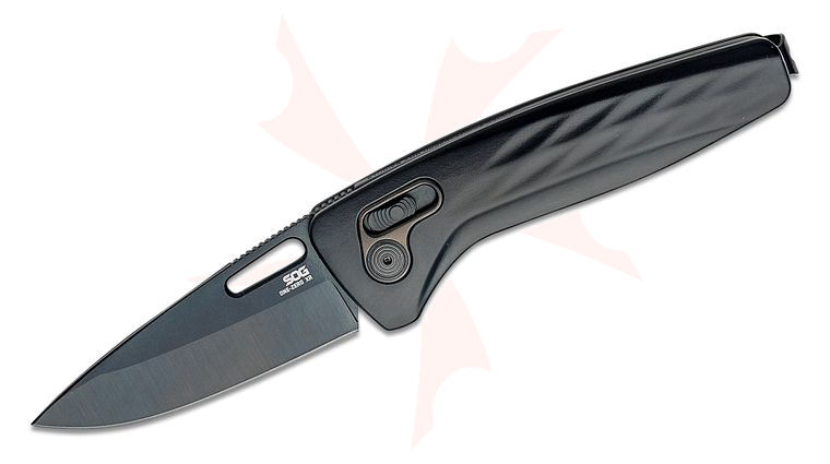 SOG One-Zero XR Folding Knife 3.11 inch S35VN Black TiNi Drop Point Blade, Black Aluminum Handles, Black Chrome Accents - XR Lock