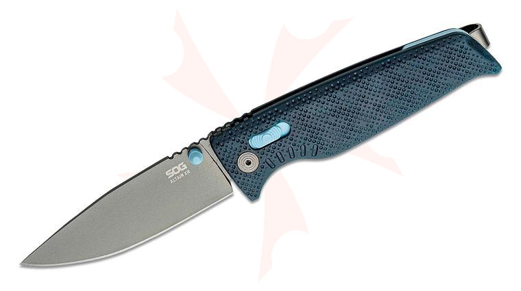 SOG Altair XR Folding Knife 3.19 inch 154CM Black TiNi Drop Point Blade, Squid Ink Black GRN Handles - XR Lock