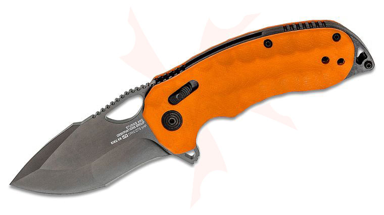 SOG Kiku XR LTE Folding Knife 3.03 inch CTS-XHP Black Plain Blade, Blaze Orange G10 Handles - XR Lock