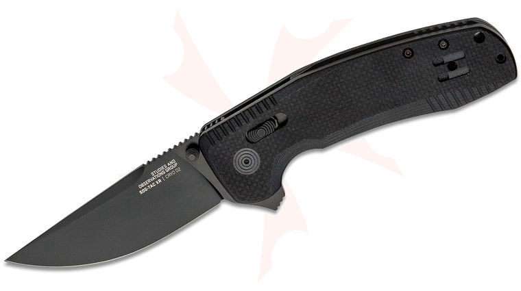 SOG SOG-TAC XR Flipper Knife 3.39 inch D2 Black Plain Blade, Black G10 Handles - XR Lock