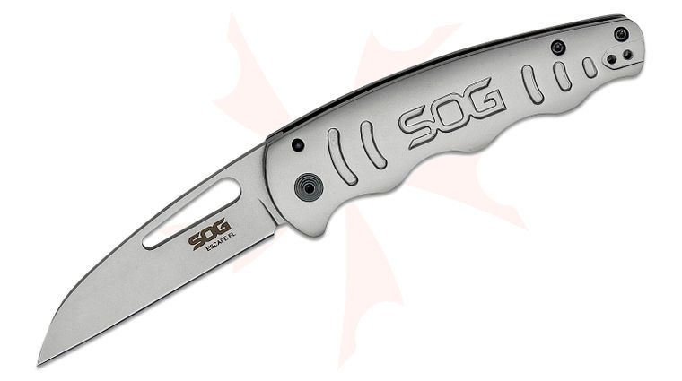 SOG Escape FL Folding Knife 3.5 inch Bead-Blasted Sheepsfoot Blade, Stainless Steel Handles