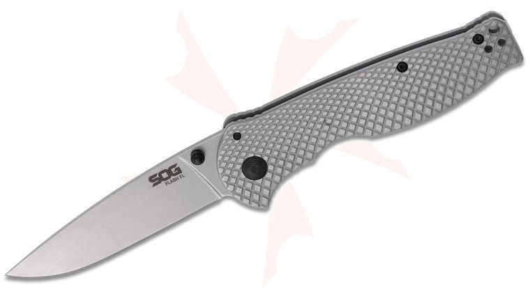 SOG Flash FL Folding Knife 3.44 inch Stonewashed Drop Point Blade, Steel Handles