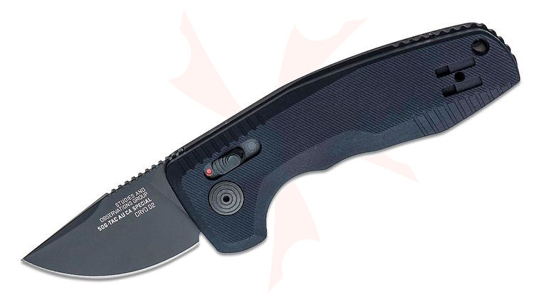 SOG SOG-TAC AU Compact California Special AUTO Folding Knife 1.96 inch D2 Black Drop Point Plain Blade, Black Aluminum Handles - XR Lock