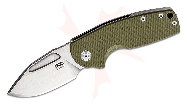 SOG Stout SJ Slipjoint Folding Knife 2.62 inch D2 Stonewashed Clip Point Blade, OD Green G10 and Steel Handles
