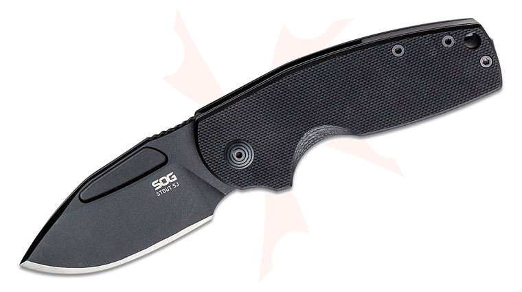SOG Stout SJ Blackout Slipjoint Folding Knife 2.62 inch D2 Black Clip Point Blade, Black G10 and Steel Handles