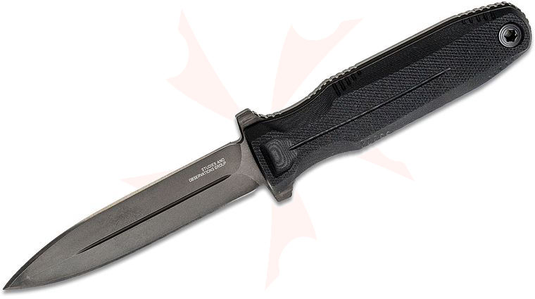 SOG Pentagon FX Blackout Fixed Blade Knife 4.77 inch S35VN Black Double Edge Dagger, Black G10 Handles, GRN Sheath