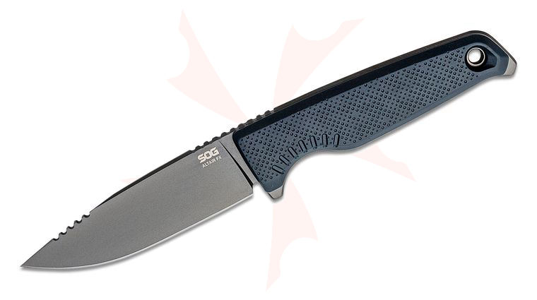SOG Altair FX Fixed Blade Knife 3.39 inch 154CM Black TiNi Drop Point, Squid Ink GRN Handles, Universal Mounting System GRN Sheath