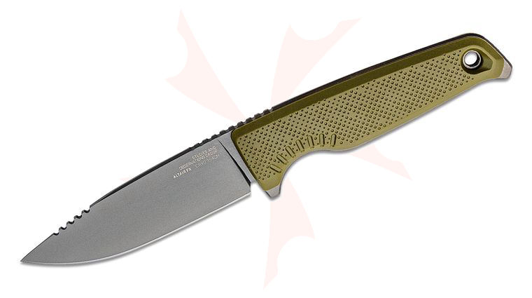 SOG Altair FX Fixed Blade Knife 3.39 inch 154CM Black TiNi Drop Point, Field Green GRN Handles, Universal Mounting System GRN Sheath